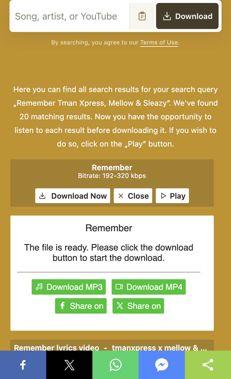 利用可能なら MP3 または MP4 のオプションを選んでください。 - Mp3Juice