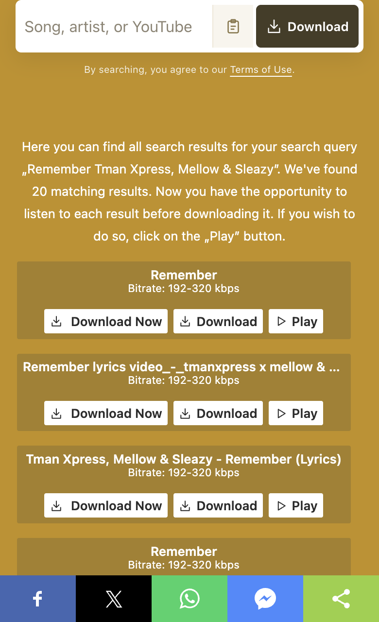一致する検索結果で Download を選択します。 - Mp3Juice